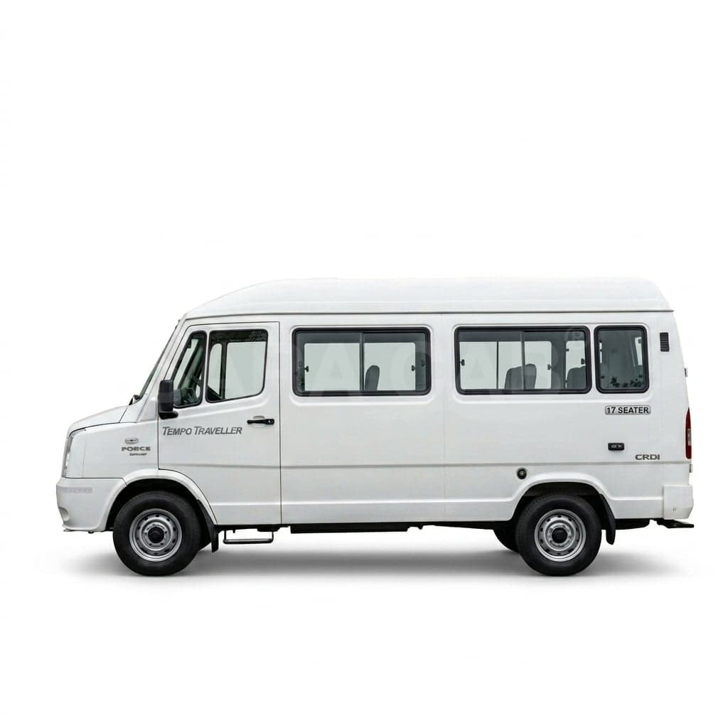 White Force Tempo Traveller 17 seater available for chauffeur-driven hire with SARA CAB